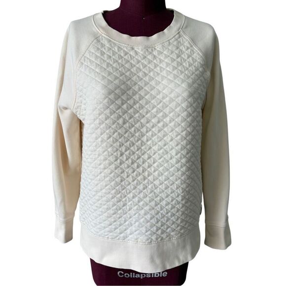 L.L.Bean Women’s Quilted Cream Sweatshirt size M Crewneck - Picture 1 of 10